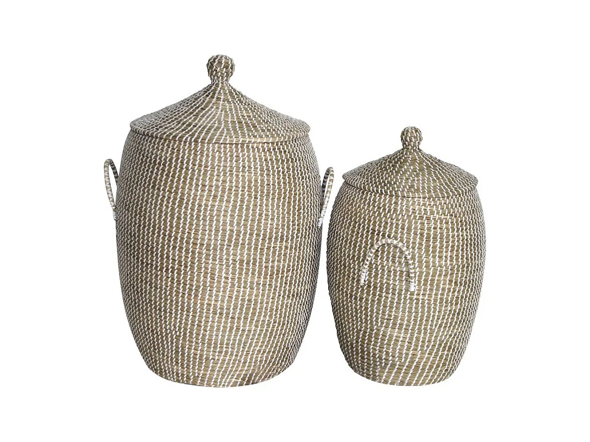 Paniers à linge en jonc de mer (Lot de 2) Blanc