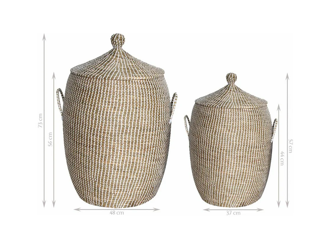 Paniers à linge en jonc de mer (Lot de 2) Blanc