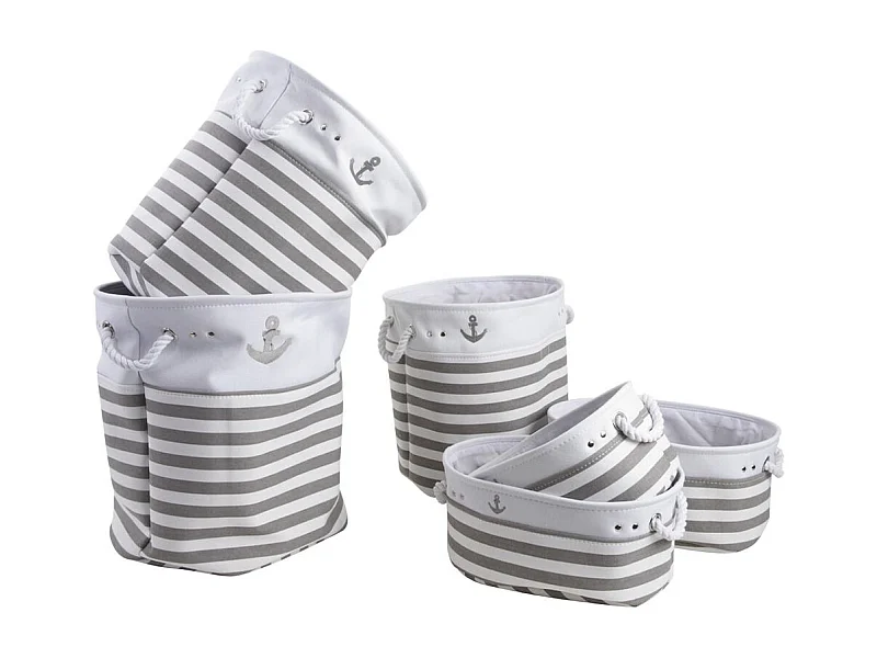 3 paniers à linge + 3 corbeilles en coton (Lot de 6)