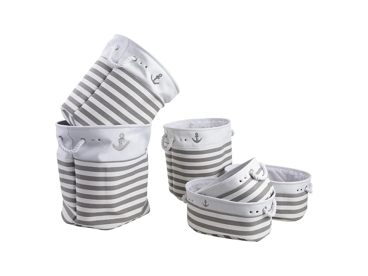 3 Wäschekörbe + 3 Körbe aus Baumwolle (6er-Pack)