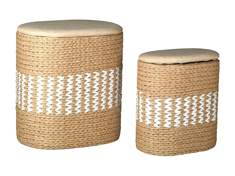 Paniers à linge en papier corde et coton (Lot de 2)