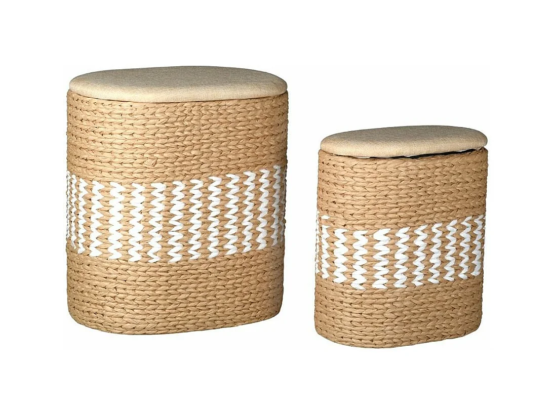 Paniers à linge en papier corde et coton (Lot de 2)