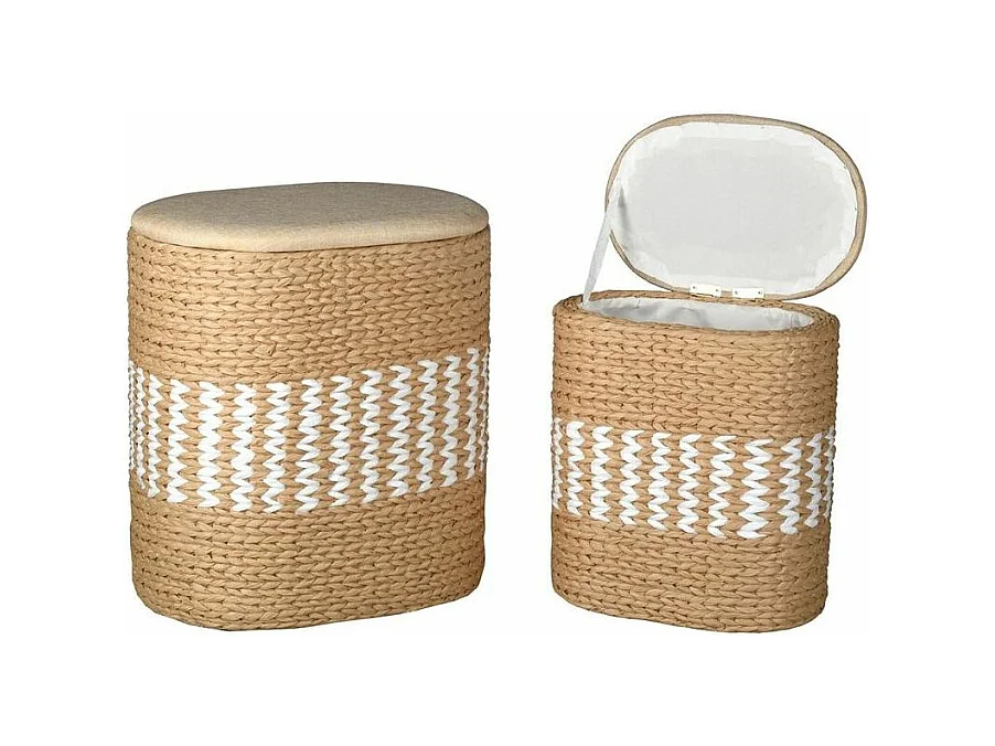 Paniers à linge en papier corde et coton (Lot de 2)