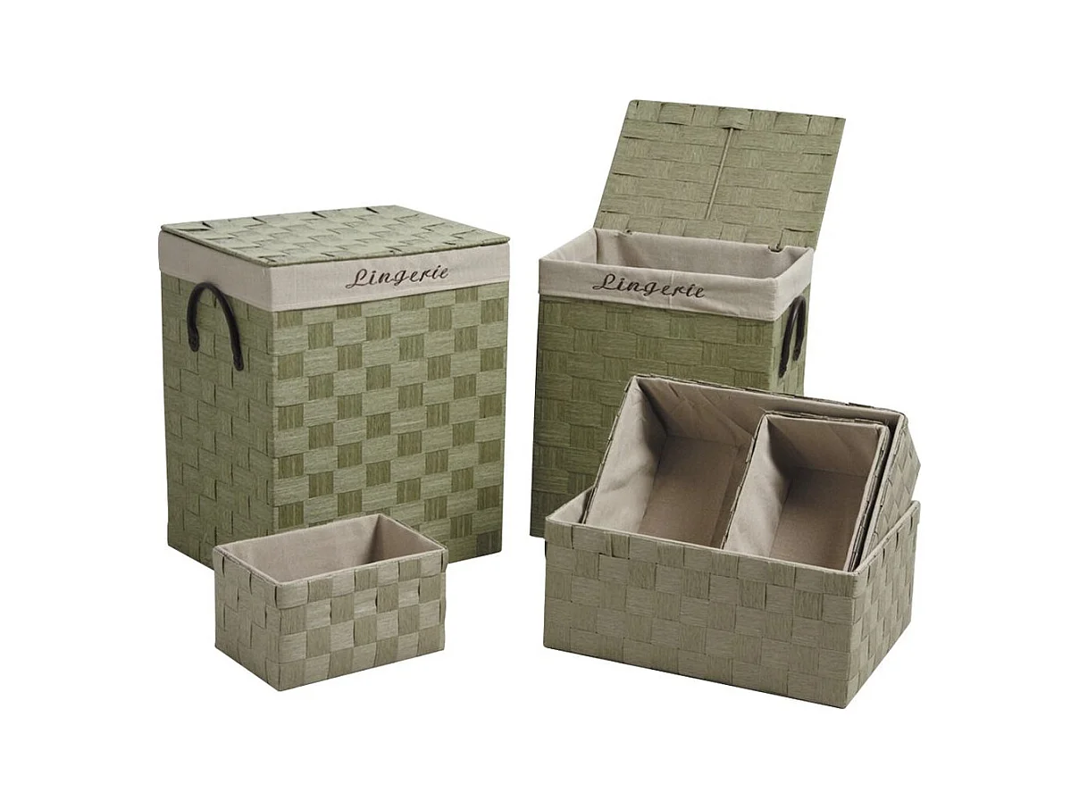 2 paniers à linge + 4 corbeilles en corde (Lot de 6)