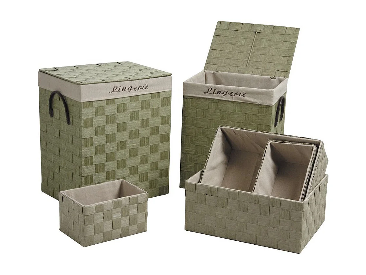2 paniers à linge + 4 corbeilles en corde (Lot de 6)