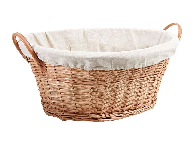 Corbeille à linge ovale en osier clair