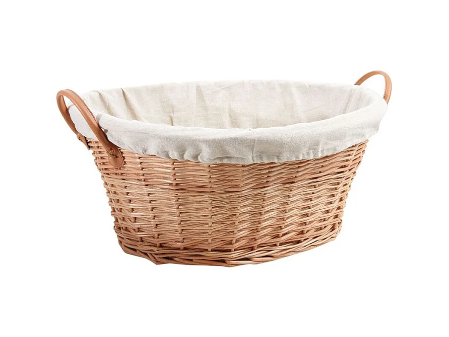 Corbeille à linge ovale en osier clair