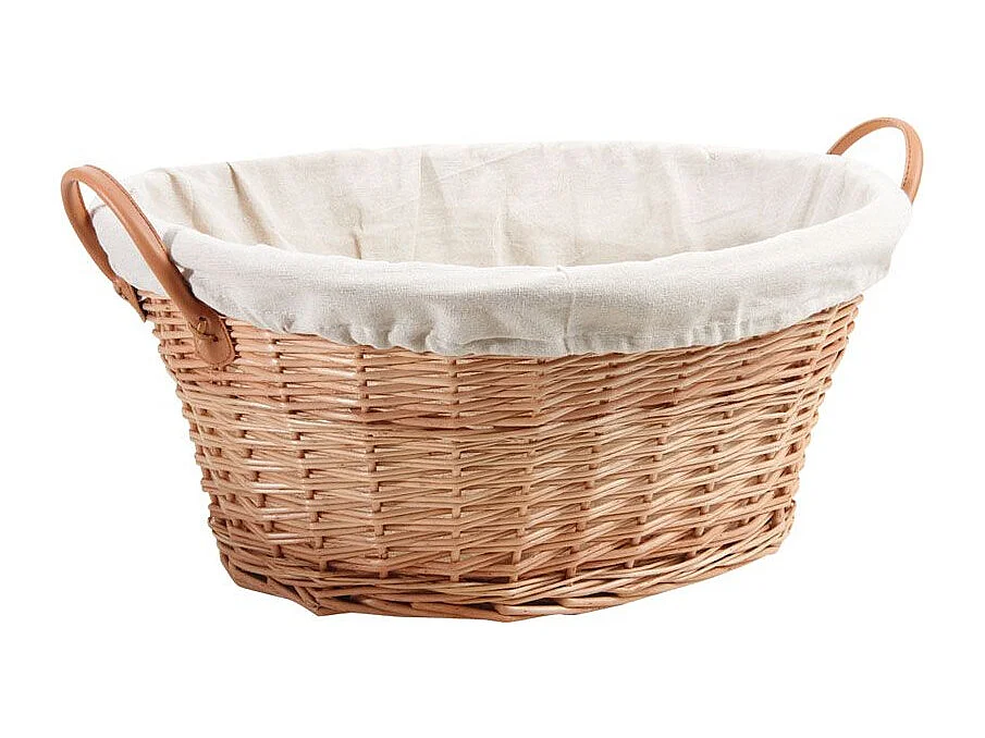 Corbeille à linge ovale en osier clair