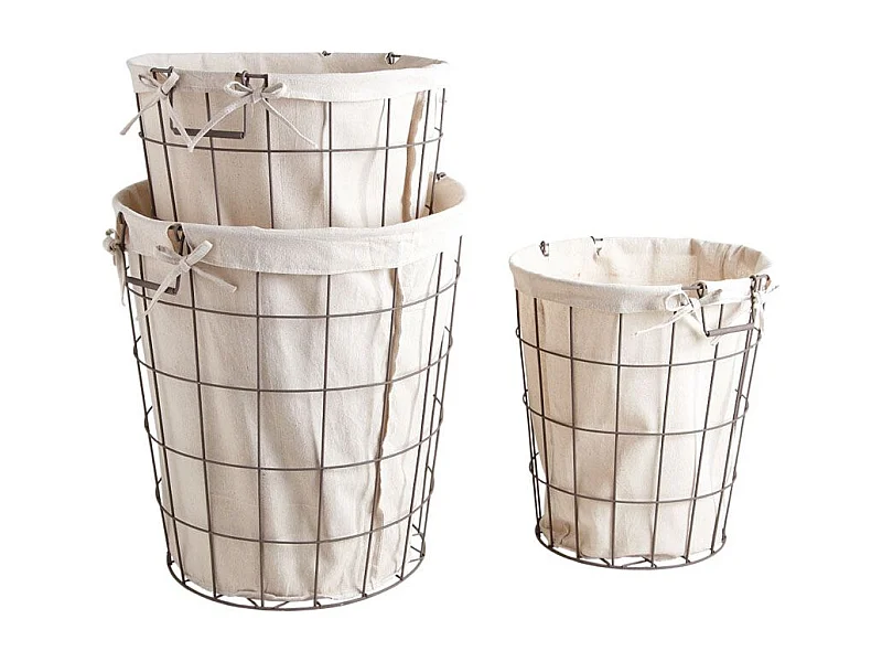 Corbeilles en métal vieilli (Lot de 3)