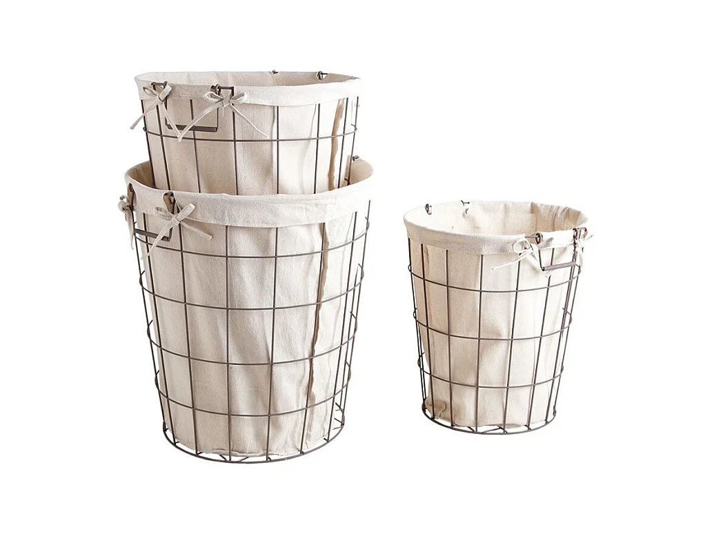 Corbeilles en métal vieilli (Lot de 3)