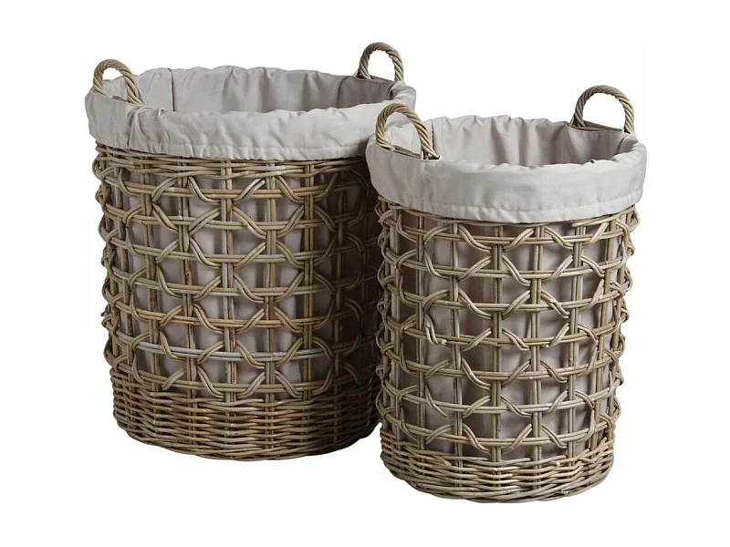 Panier à linge en poelet gris (Lot de 2)