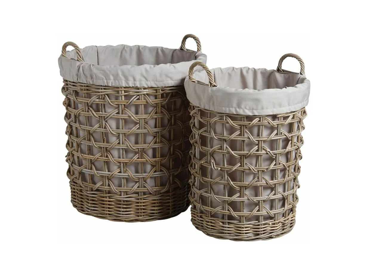 Panier à linge en poelet gris (Lot de 2)