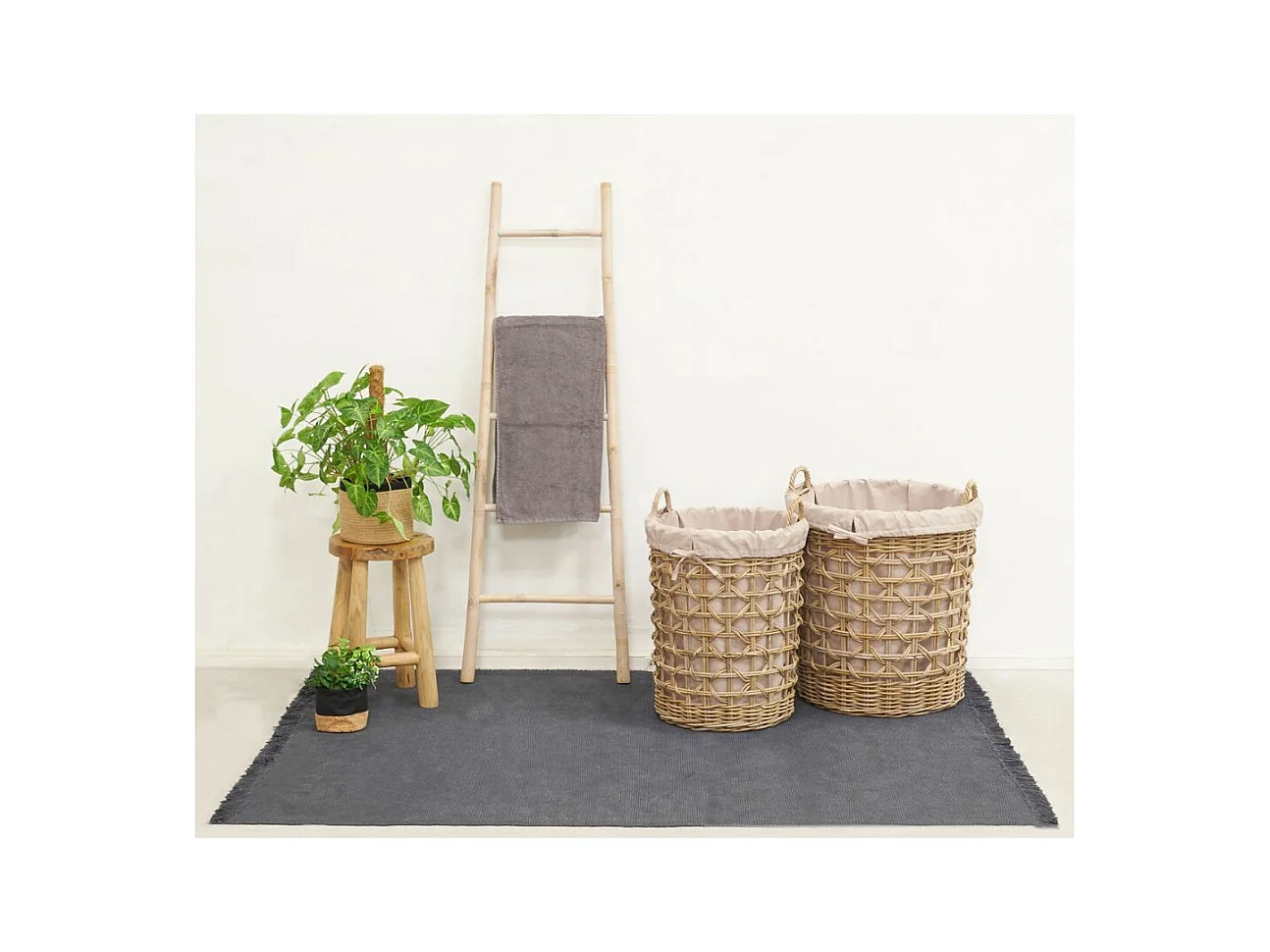 Panier à linge en poelet gris (Lot de 2)