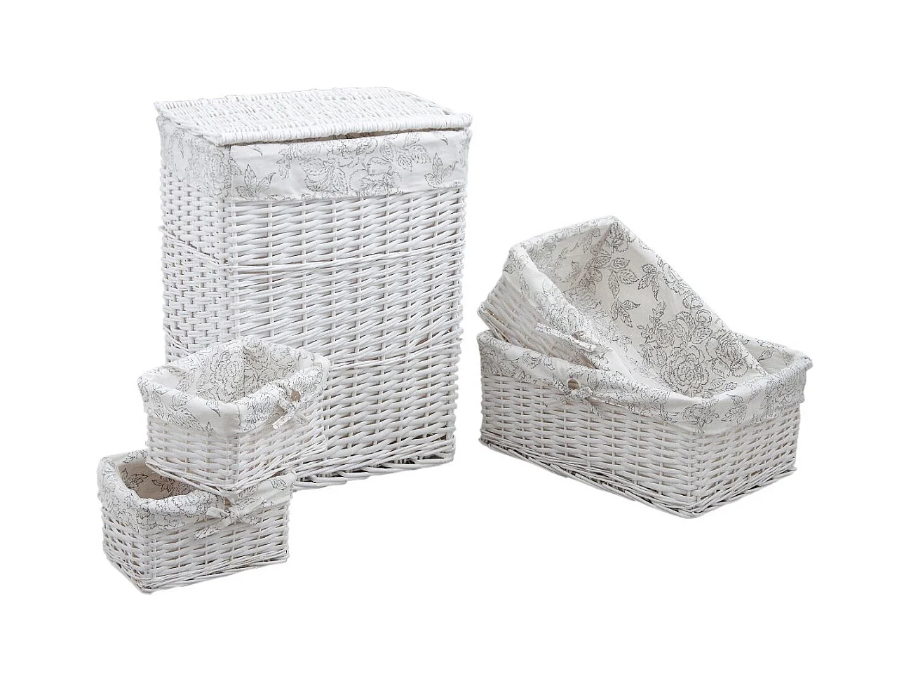 Panier à linge avec corbeilles (Lot de 5)