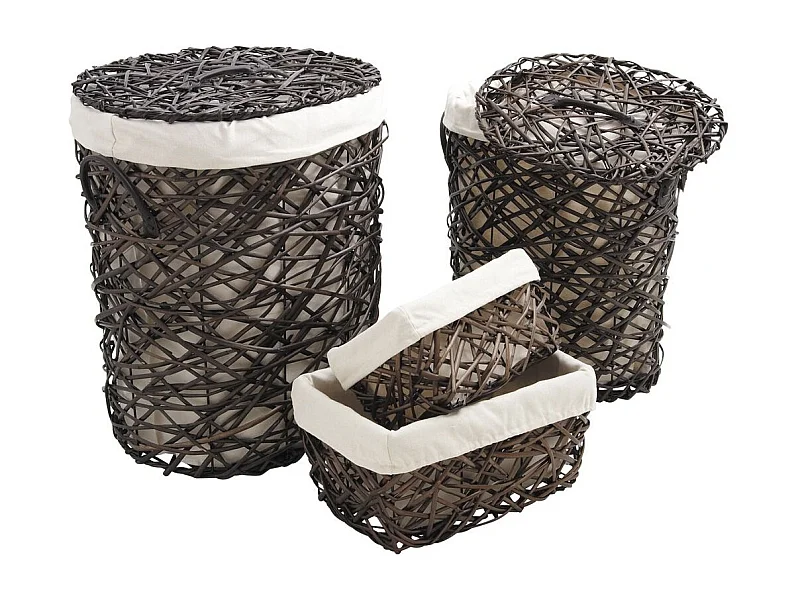 Paniers à linge et corbeilles en éclisse (Lot de 4)