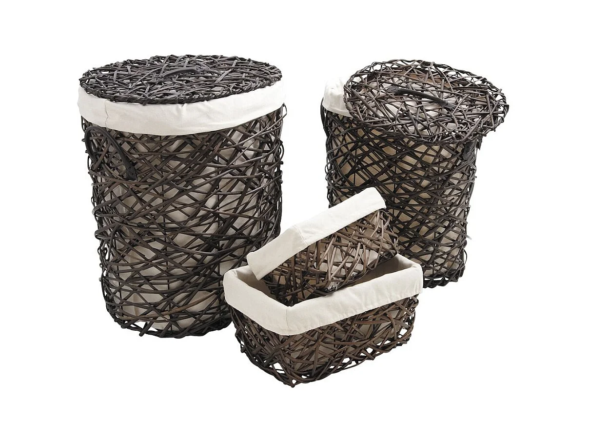 Paniers à linge et corbeilles en éclisse (Lot de 4)