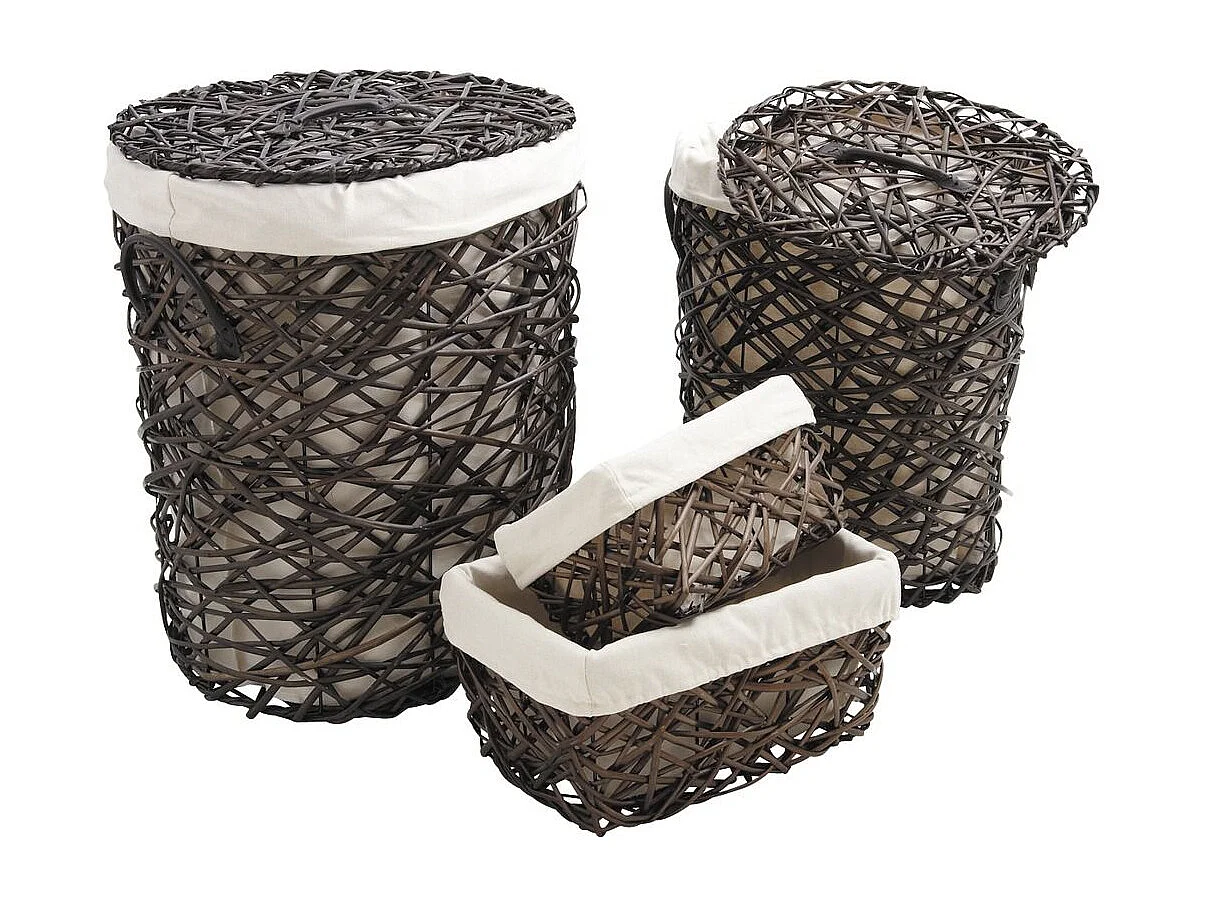 Paniers à linge et corbeilles en éclisse (Lot de 4)