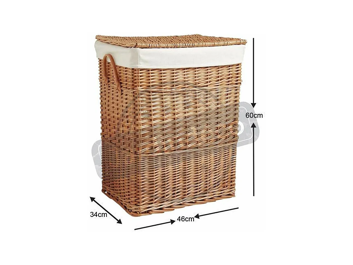 Grand panier à linge en osier doublé Clair