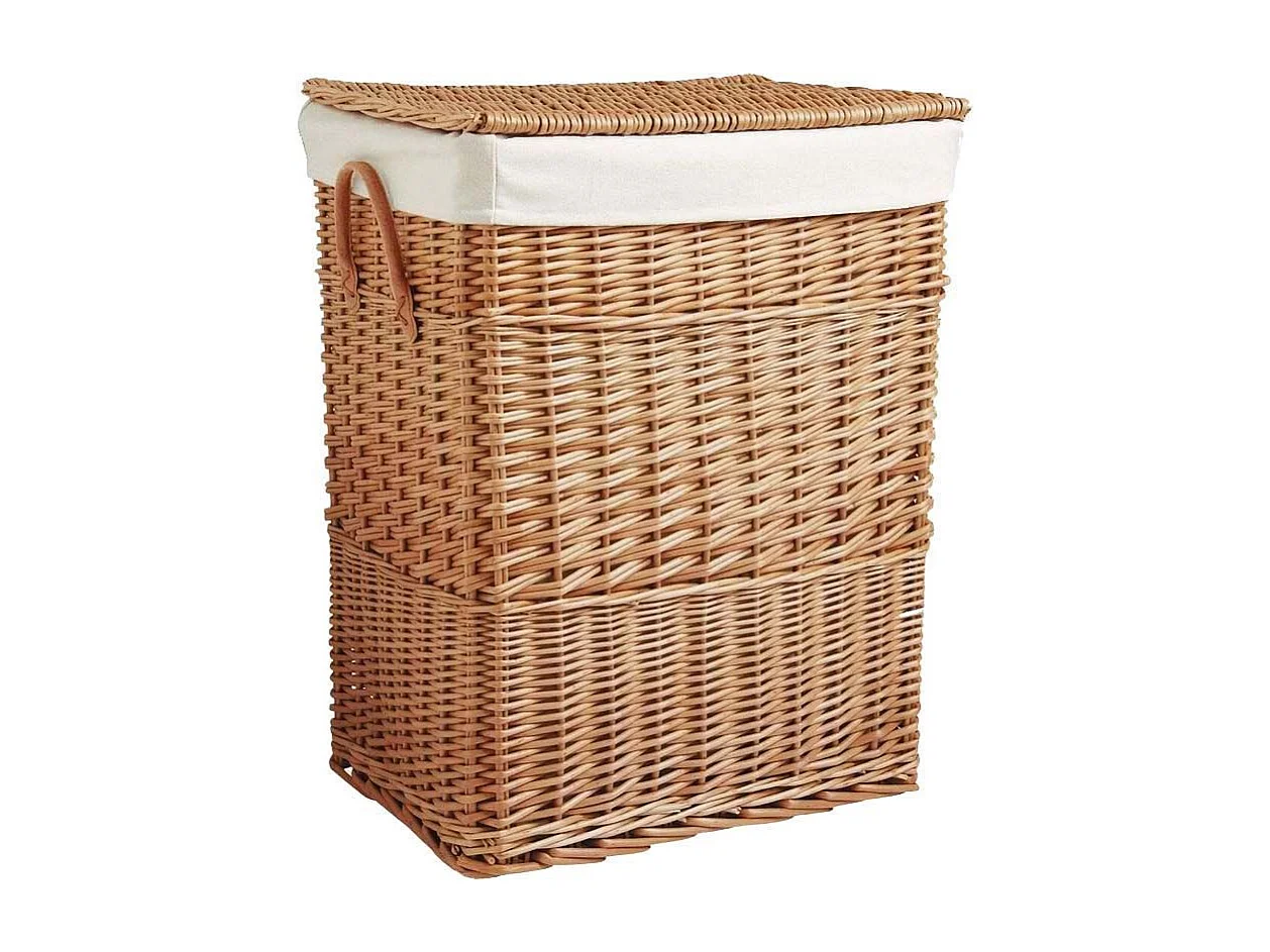 Grand panier à linge en osier doublé Clair