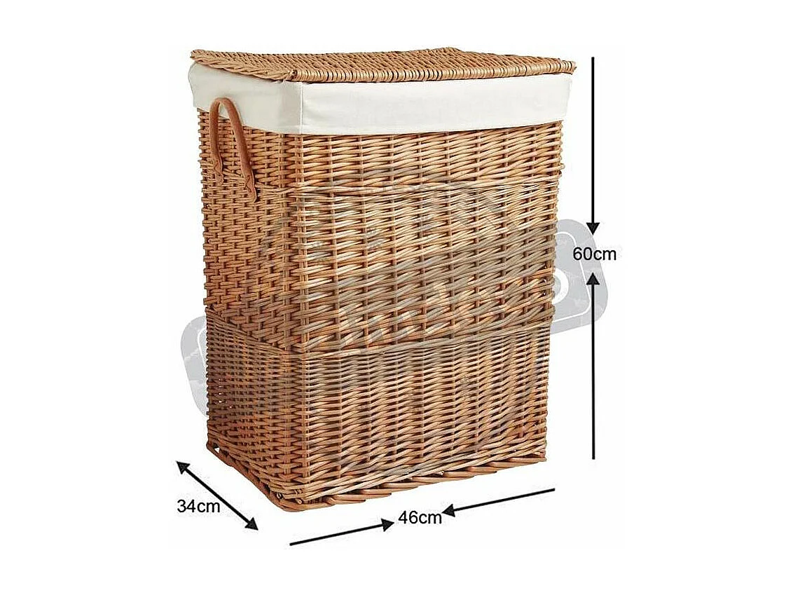 Grand panier à linge en osier doublé Clair