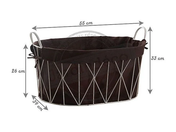 Corbeille à linge ovale métal et coton