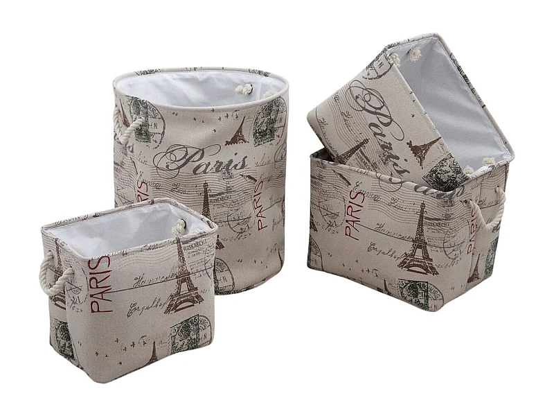 Panier à linge Paris avec corbeilles en jute (Lot de 4)