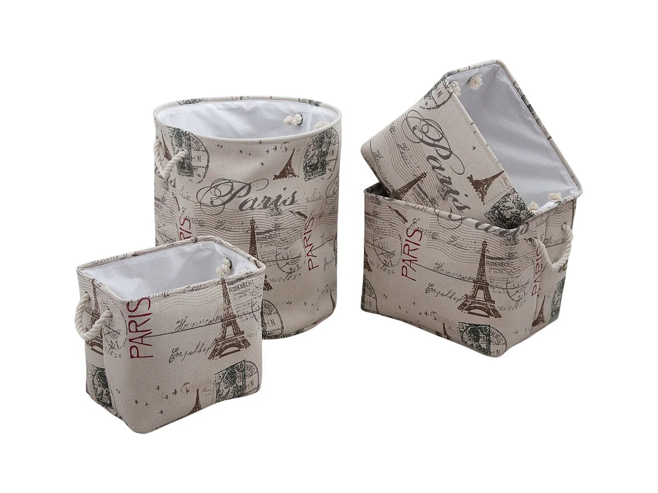 Panier à linge Paris avec corbeilles en jute (Lot de 4)