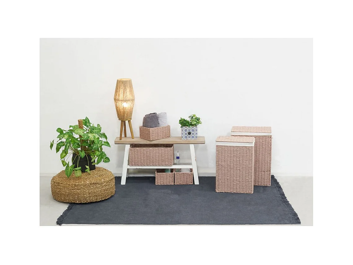 Paniers à linge en papier cordé taupe avec corbeilles (Lot de7)