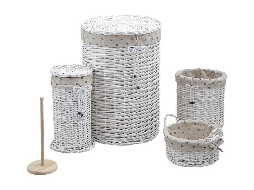 Set di contenitori da bagno in bianco (Set di 5)