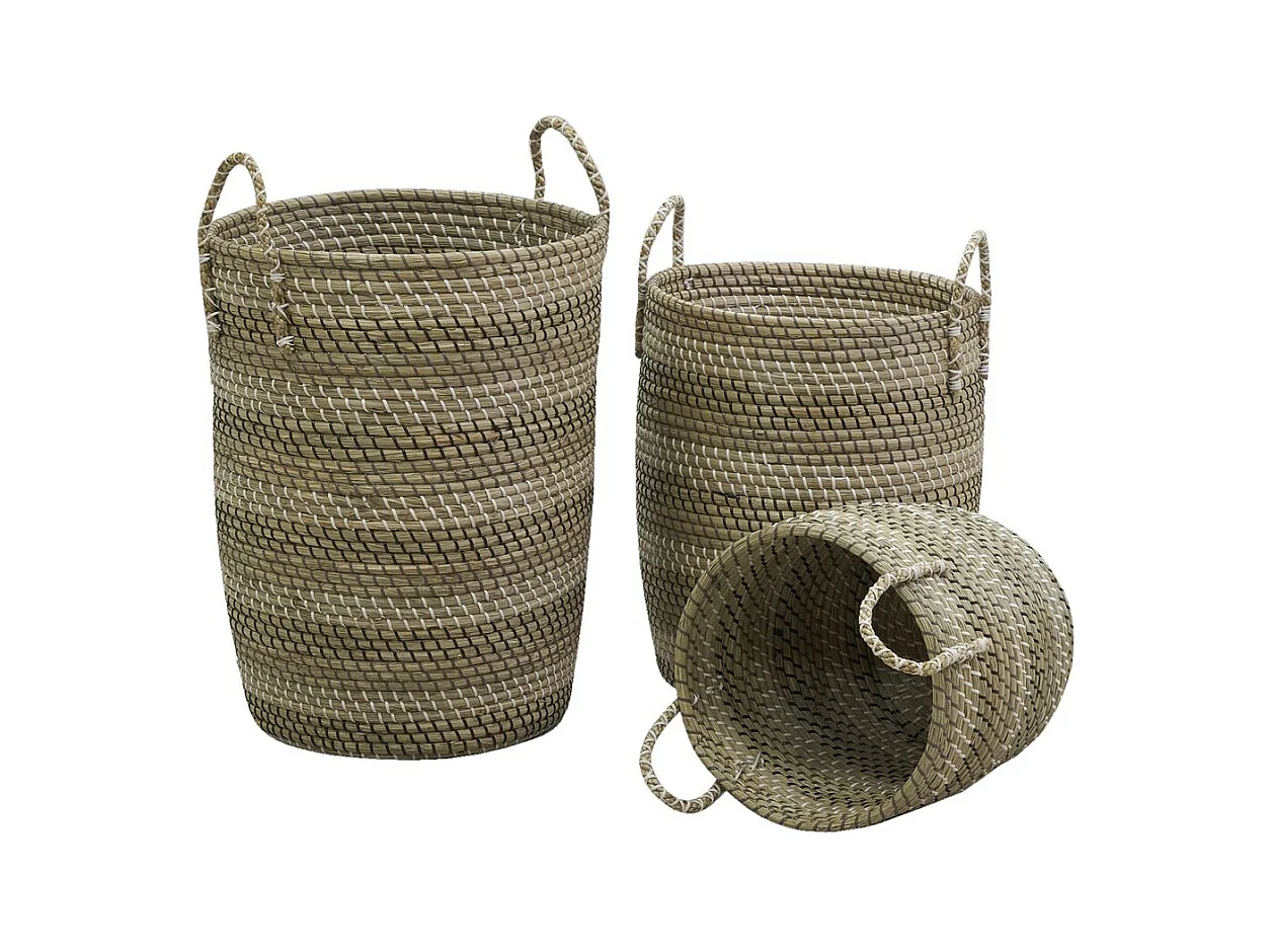 Paniers à linge tressés en jonc de mer (Lot de 3)