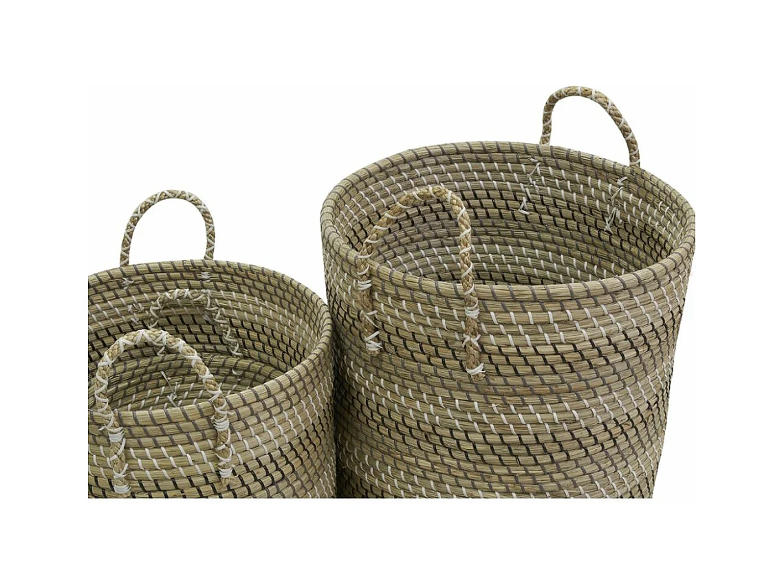 Paniers à linge tressés en jonc de mer (Lot de 3)