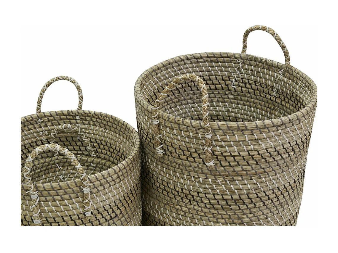 Paniers à linge tressés en jonc de mer (Lot de 3)