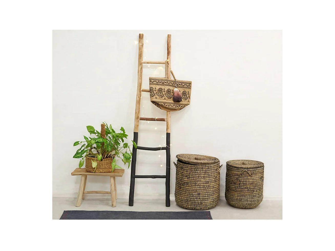 Paniers à linge ronds en jonc (lot de 2)