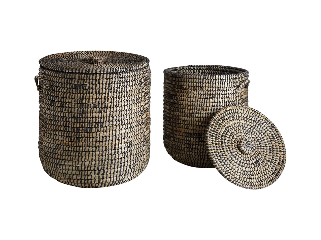 Paniers à linge ronds en jonc (lot de 2)