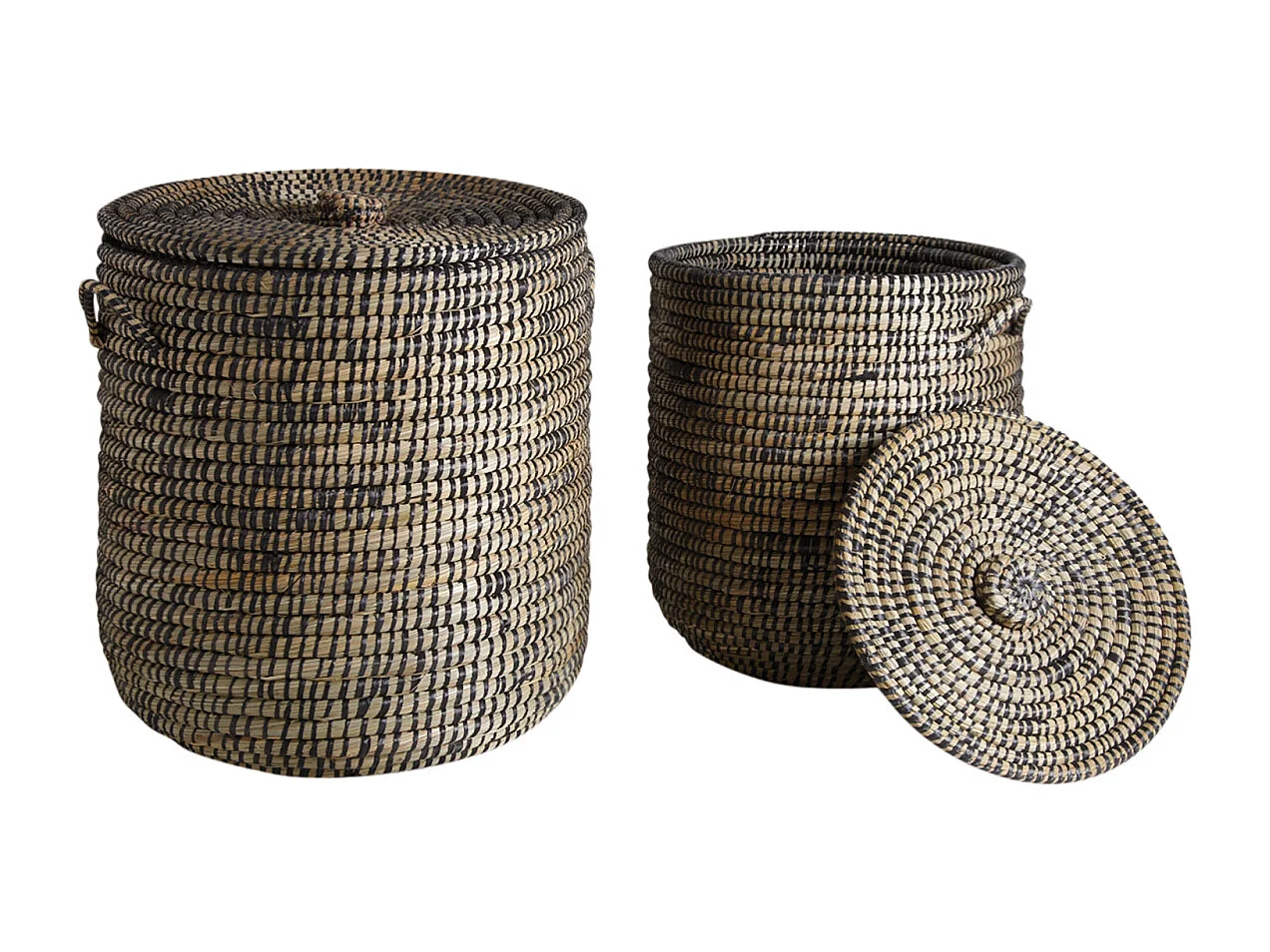 Paniers à linge ronds en jonc (lot de 2)