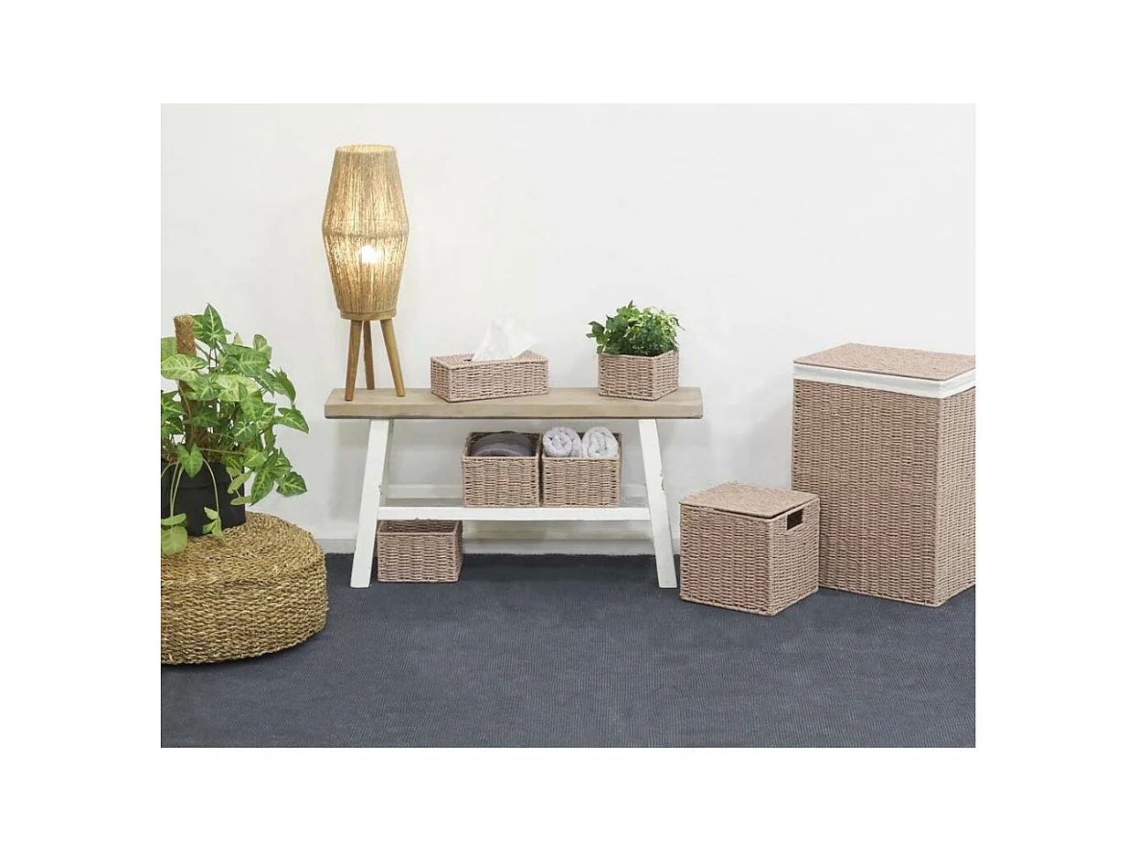 Panier à linge avec corbeilles en papier cordé (Lot de 7)