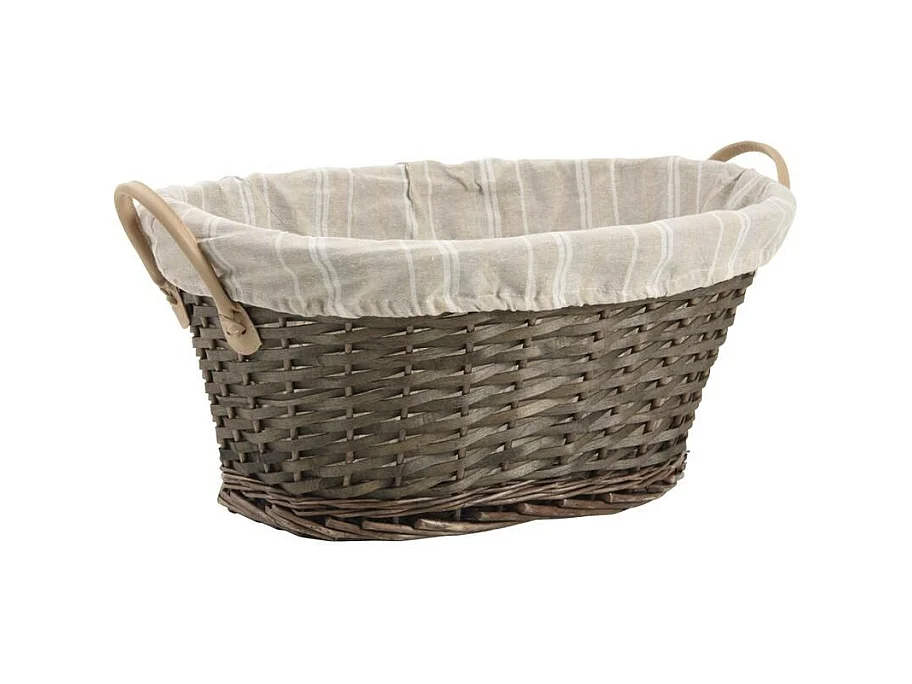 Panière à linge en éclisse et coton