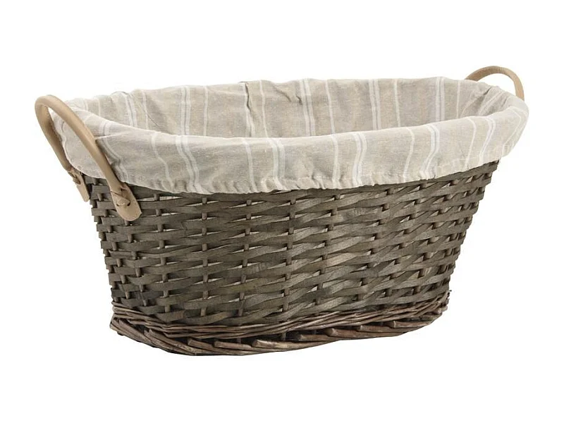 Panière à linge en éclisse et coton