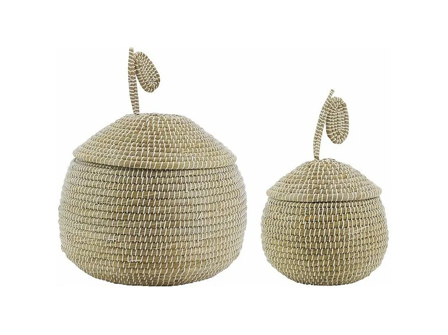 Coffres poire en jonc de mer (Lot de 2)