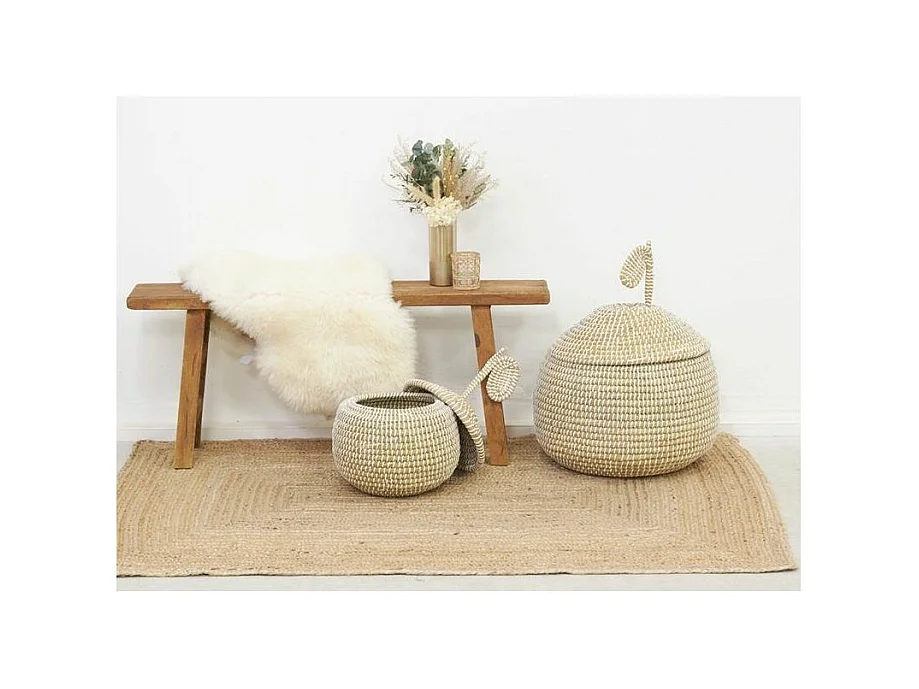 Coffres poire en jonc de mer (Lot de 2)