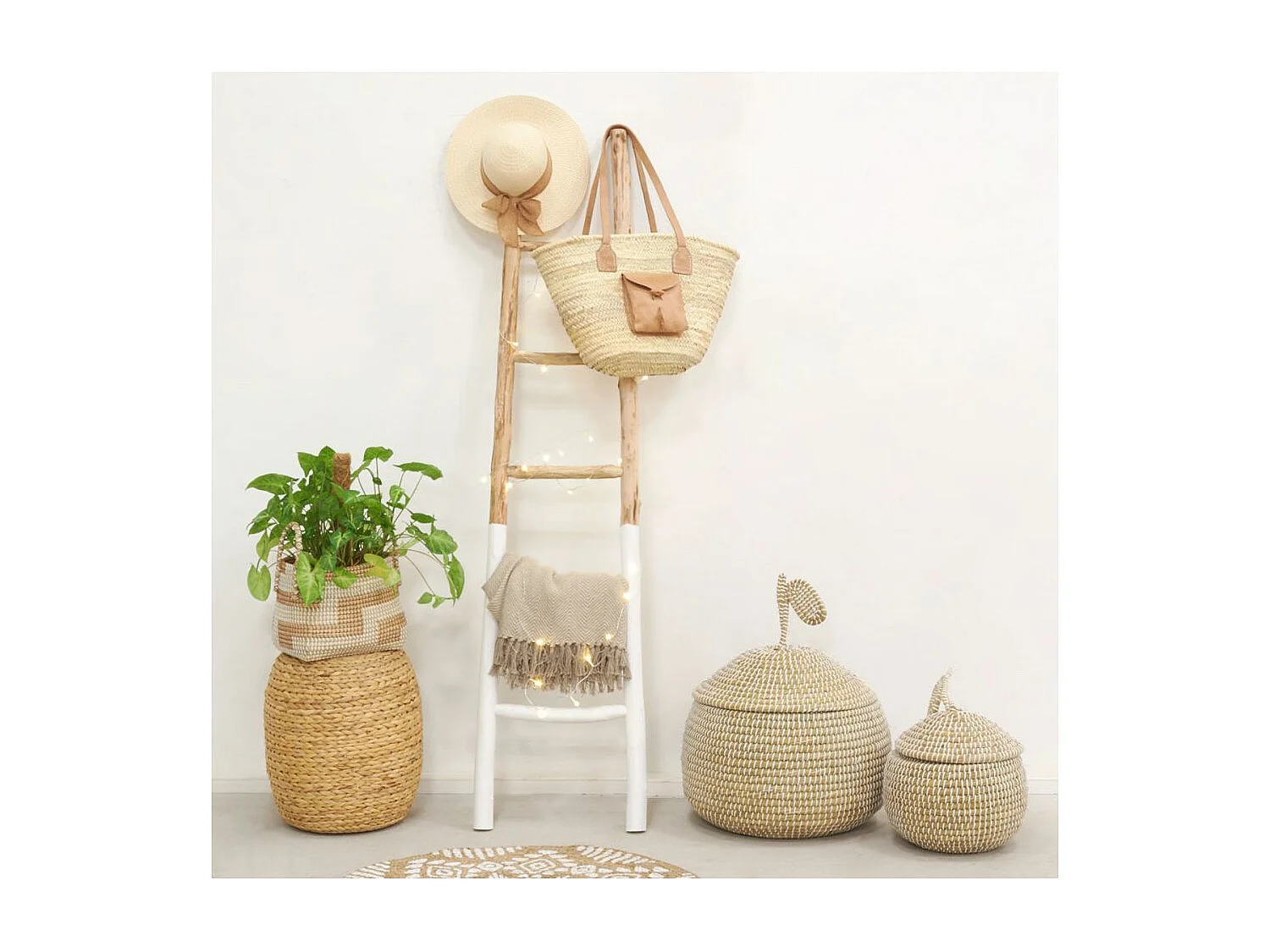 Coffres poire en jonc de mer (Lot de 2)