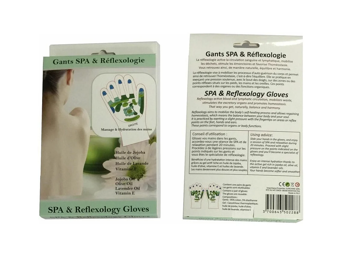 Feuchtigkeitshandschuhe "Handreflexzonenmassage & Spa" (ein Paar)
