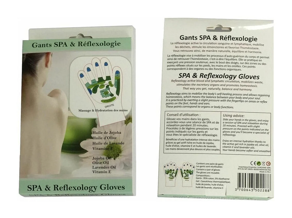 Gants hydratants Réflexologie & Spa (La paire)