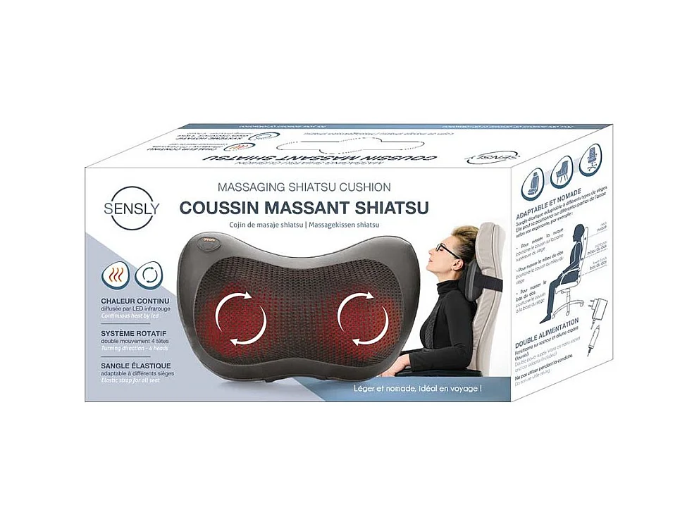 Coussin massant - Relaxant - Shiatsu - Noir