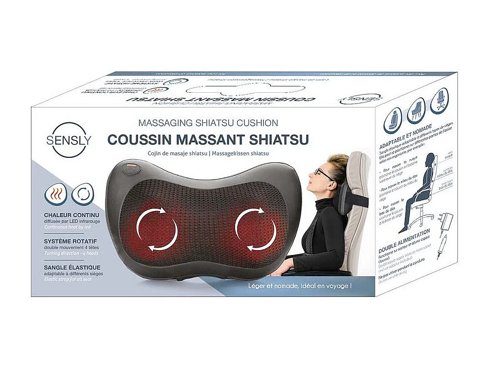 Coussin massant - Relaxant - Shiatsu - Noir
