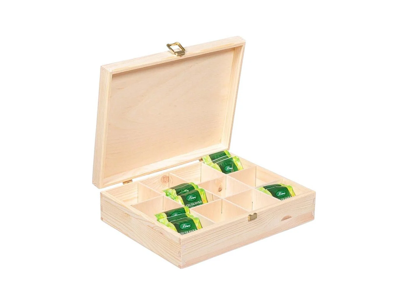 Boite à thé 12 compartiments en pin