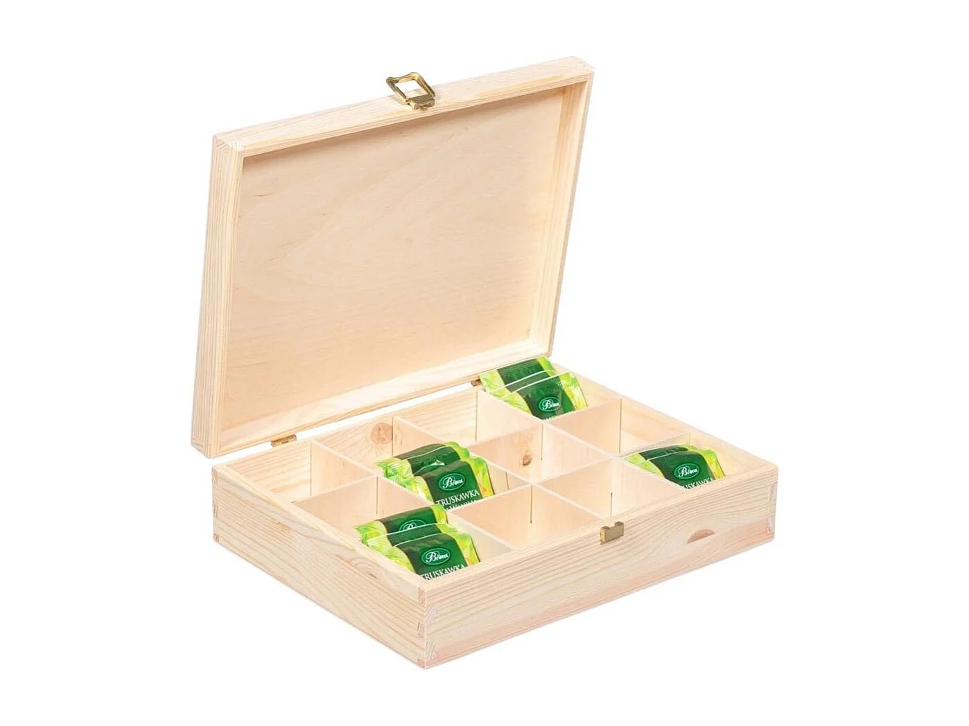 Boite à thé 12 compartiments en pin