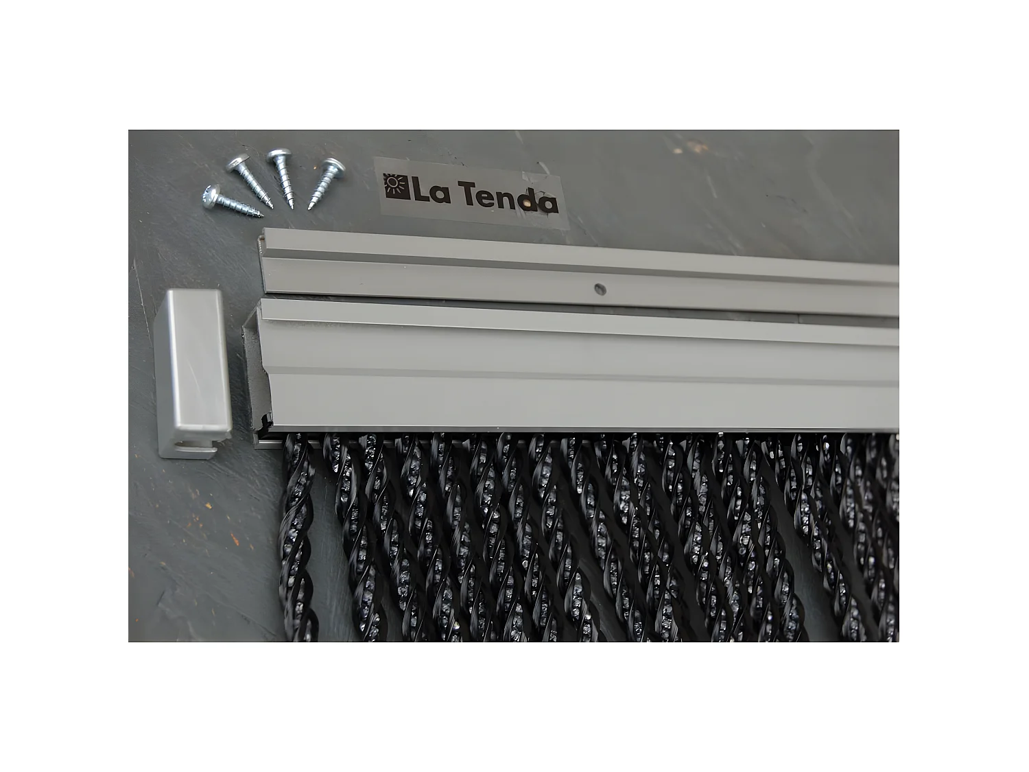 Rideau de porte en PVC noir Bellano 100 x 230 cm