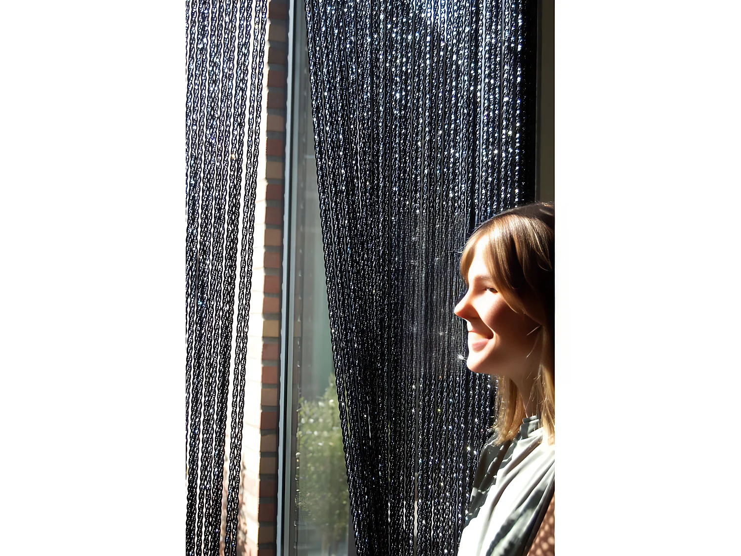 Rideau de porte en PVC noir Bellano 100 x 230 cm