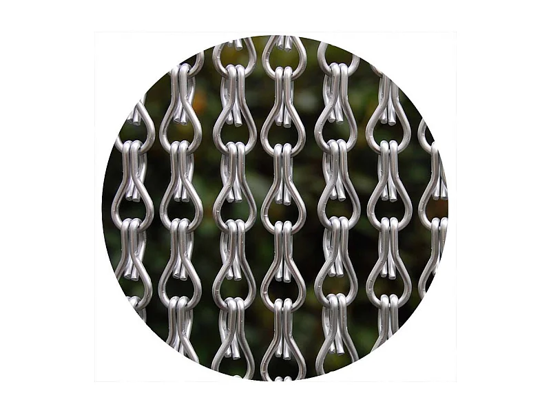 Rideau de porte en aluminium argent mat Alusax 8 90 x 210 cm